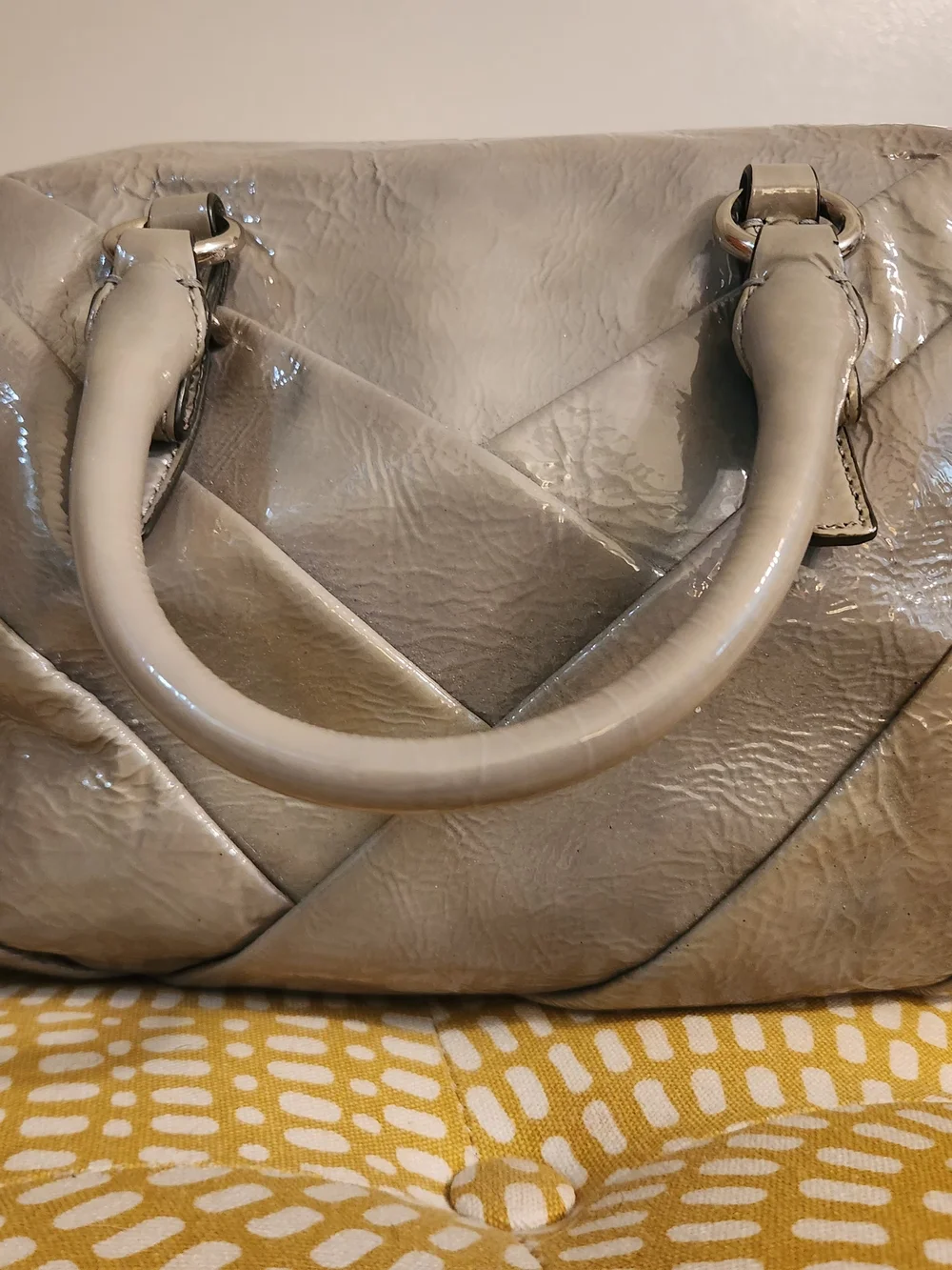 Coach Taupe Patent Leather Satchel Bag - Picture 3 of 5